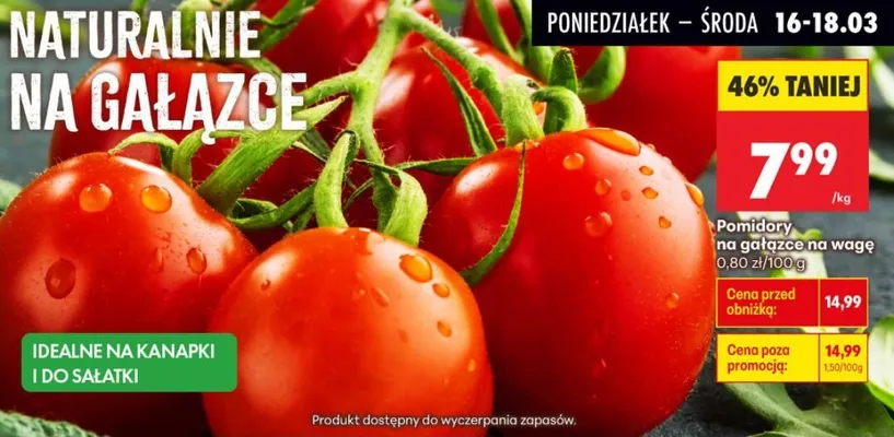 Pomidory na gałązce promocja w Biedronka