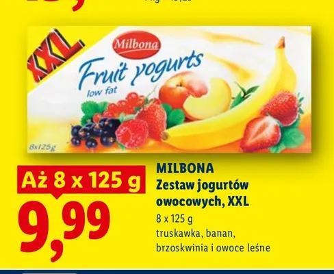 Zestaw jogurtów owocowych XXL Milbona 8-pak promocja w Lidl