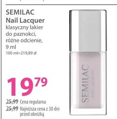 Klasyczny lakier do paznokci Semilac Nail Lacquer promocja w Hebe