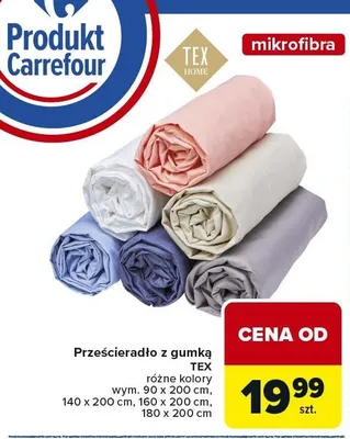 Prześcieradło z gumką TEX promocja w Carrefour Market
