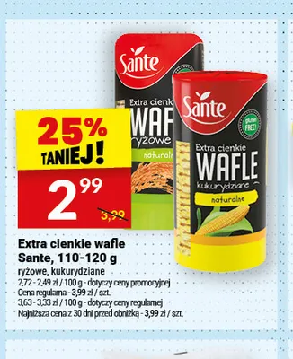 Extra cienkie wafle ryżowe Sante promocja w Twój Market