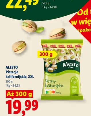 Pistacje kalifornijskie Alesto XXL promocja w Lidl
