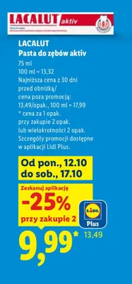 Pasta do zębów Lacalut aktiv promocja w Lidl