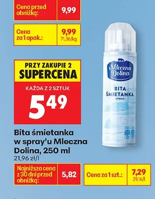 Bita śmietanka w sprayu promocja w Biedronka