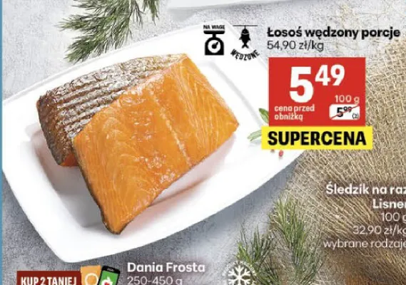 Łosoś wędzony porcje promocja w Delikatesy Centrum