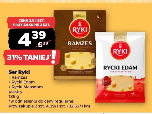 Ser Ryki Rycki Edam plastry promocja w Netto