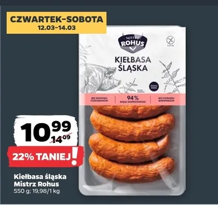 Kiełbasa śląska Mistrz Rohus promocja w Netto
