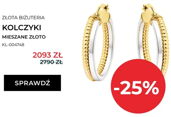 Złota biżuteria kolczyki mieszane złoto KL-004748 promocja w Briju