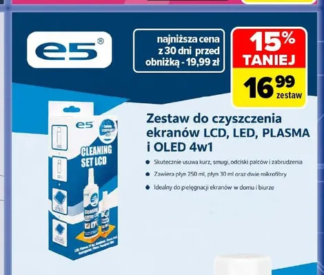 Zestaw do czyszczenia ekranów LCD, LED, Plasma i Oled 4w1 e5 promocja w Carrefour