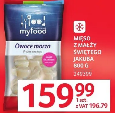 Mięso z małży świętego Jakuba myfood 800 g promocja w Selgros