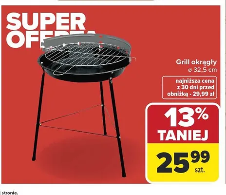 Grill okrągły 32,5cm promocja w Carrefour