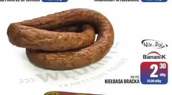 Kiełbasa bracka Nik-Pol promocja w Tomi Markt
