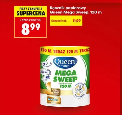 Ręcznik papierowy Queen Mega Sweep promocja w Biedronka