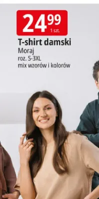 T-shirt damski Moraj roz. S-3XL mix wzorów i kolorów promocja w Leclerc