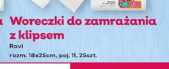 Woreczki do zamrażania z klipsem Ravi 1 l 25-pak promocja w Bliski