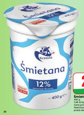 Śmietana Krasula 12% promocja w Dino