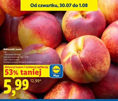 Nektarynki luzem promocja w Lidl