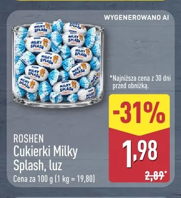 Cukierki Milky Splash luz Roshen promocja w Aldi