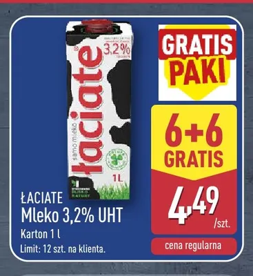 Mleko UHT Łaciate 3,2% promocja w Aldi