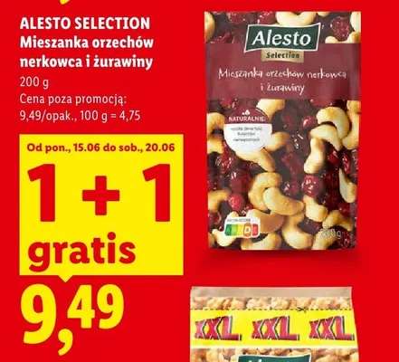 Mieszanka orzechów nerkowca i żurawiny Alesto Selection promocja w Lidl