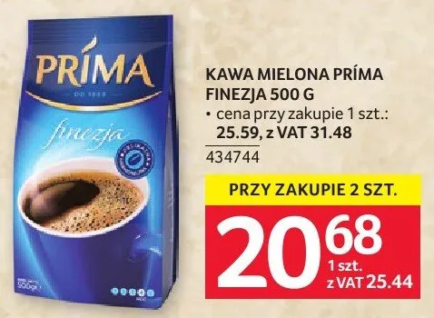 Kawa mielona Prima Finezja 500 g promocja w Selgros