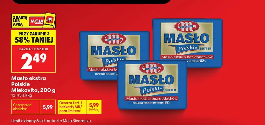 Masło ekstra Polskie Mlekovita promocja w Biedronka