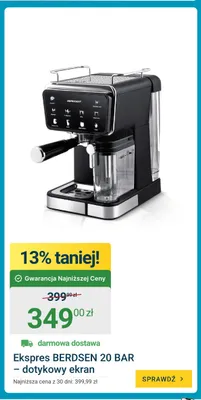 Ekspres do kawy BERDSEN 20 BAR dotykowy ekran promocja w ERLI