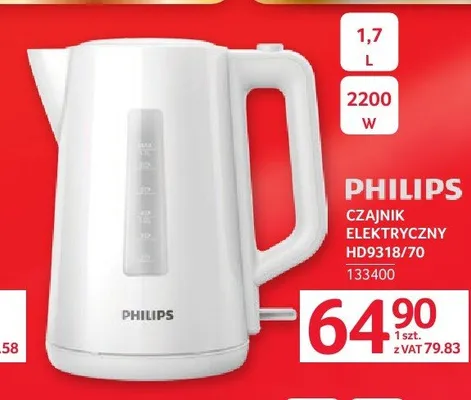 Czajnik elektryczny Philips HD9318/70 1,7l 2200W promocja w Selgros