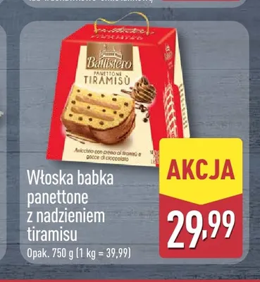 Włoska babka panettone z nadzieniem tiramisu Battistero promocja w Aldi