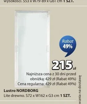 Lustro NORDBORG S72 x W162 x G3cm promocja w Jysk