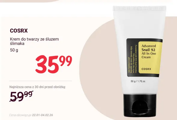 Krem do twarzy ze śluzem ślimaka  promocja w Rossmann