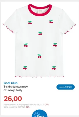 T-shirt dziewczęcy ażurowy biały Cool Club promocja w Smyk