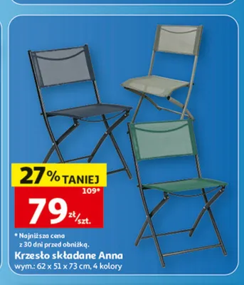 Krzesło składane Anna promocja w Auchan