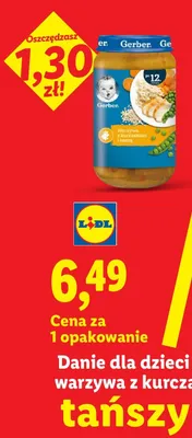Danie dla dzieci Gerber warzywa z kurczakiem i kaszą po 12m-cu promocja w Lidl