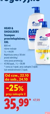 Szampon przeciwłupieżowy Head & Shoulders Citrus Fresh XXL promocja w Lidl