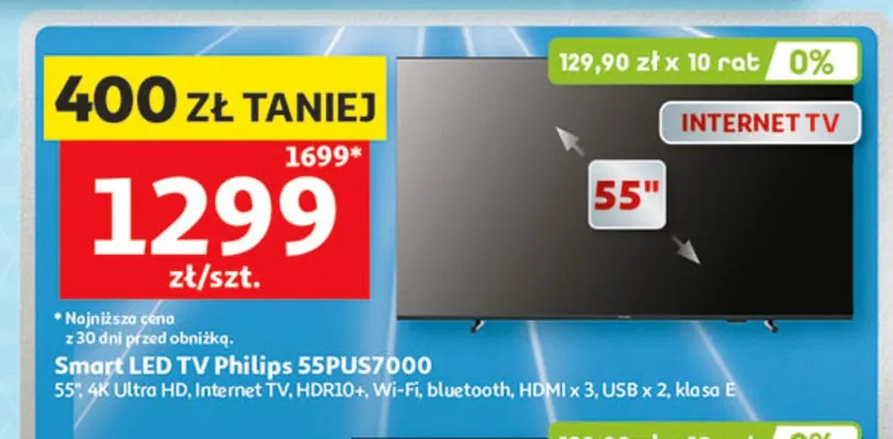 Smart LED TV Philips 55PUS7000 55" promocja w Auchan