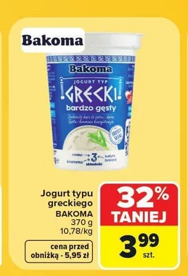 Jogurt typu greckiego Bakoma promocja w Carrefour Market