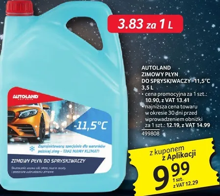 Płyn AUTOLAND ZIMOWY PŁYN DO SPRYSKIWACZY -11,5°C 3,5 L promocja w Selgros