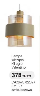 Lampa wisząca Milagro Valentino 3 x E27 szkło beżowa promocja w Castorama