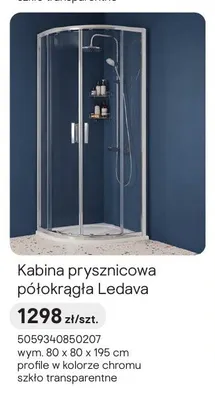 Kabina prysznicowa półokrągła Ledava chrom promocja w Castorama