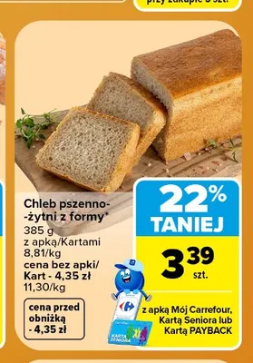 Chleb pszenno-żytni z formy promocja w Carrefour Market