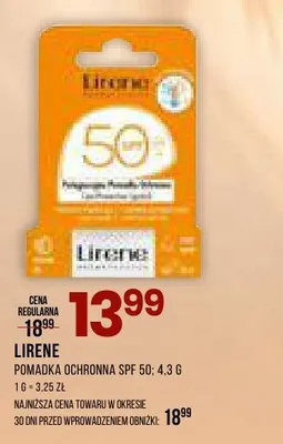 Pomadka ochronna SPF 50 Lirene promocja w Drogerie Natura