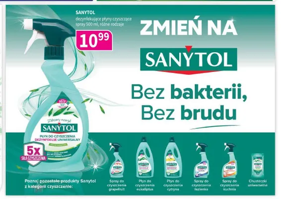 Płyn do dezynfekcji i czyszczenia Sanytol Łazienka spray promocja w Drogerie Polskie