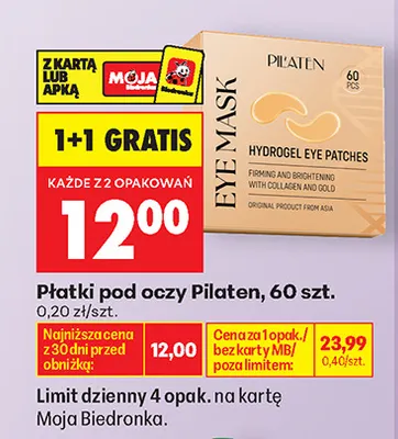 Płatki pod oczy Pilaten promocja w Biedronka