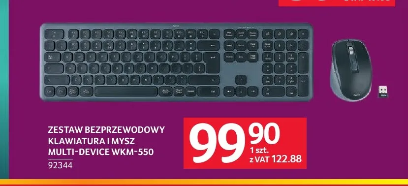 Zestaw bezprzewodowy klawiatura i mysz Hama Multi-Device WKM-550 promocja w Selgros