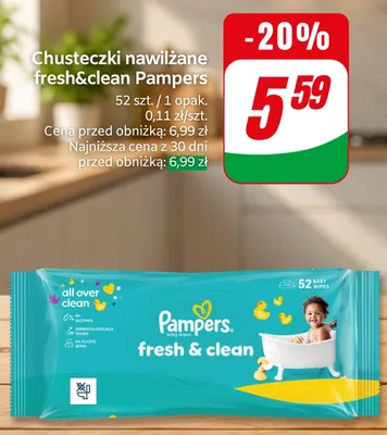 Chusteczki nawilżane Pampers Fresh & Clean promocja w Dino