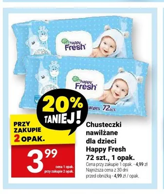 Chusteczki nawilżane dla dzieci Happy Fresh promocja w Twój Market