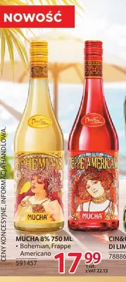 Wino białe aromatyzowane Mucha Bohemian 8% promocja w Selgros