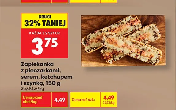 Zapiekanka z pieczarkami, serem, ketchupem i szynką promocja w Biedronka