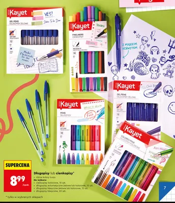 Długopisy klasyczne żelowe Kayet promocja w Biedronka
